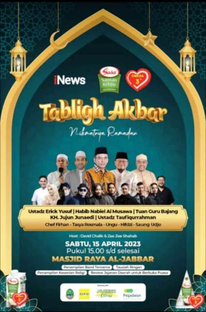 Tabligh Akbar dan Konser Religi di Masjid Raya Al Jabbar Sabtu